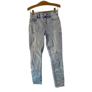 JUSTICE Girl’s Snap Button High Rise Distressed Jeggings / Size: 12